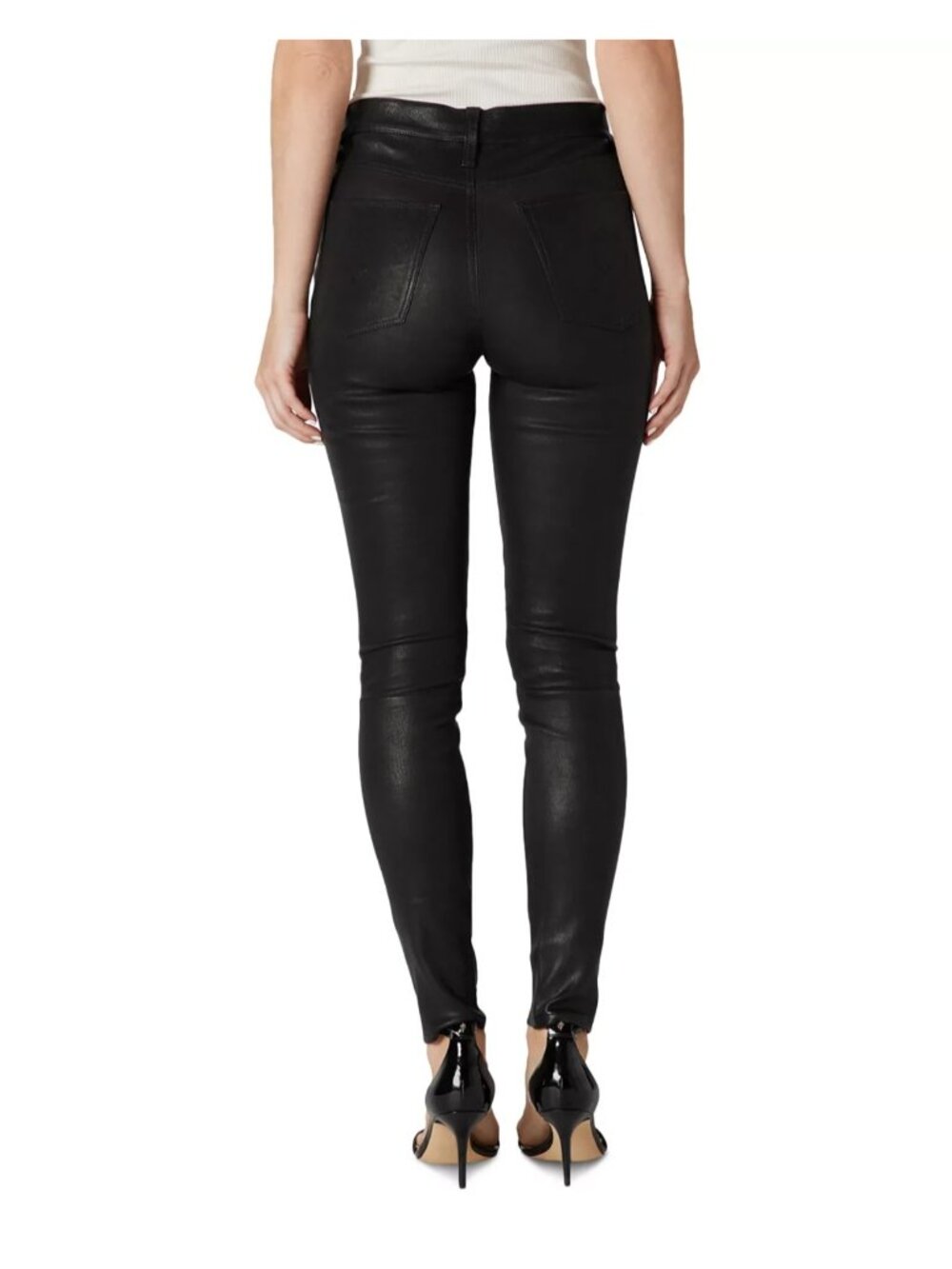 NWT Hudson Barbara High Rise Super Skinny in Black Stretch Leather Pants 30 - Picture 3 of 8